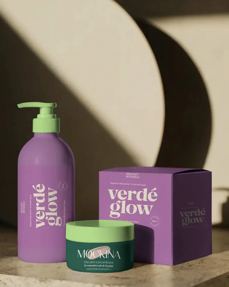 Sleek Modern Set Cosmetic Mockup Packaging With Pump Bottle Container And Box Display