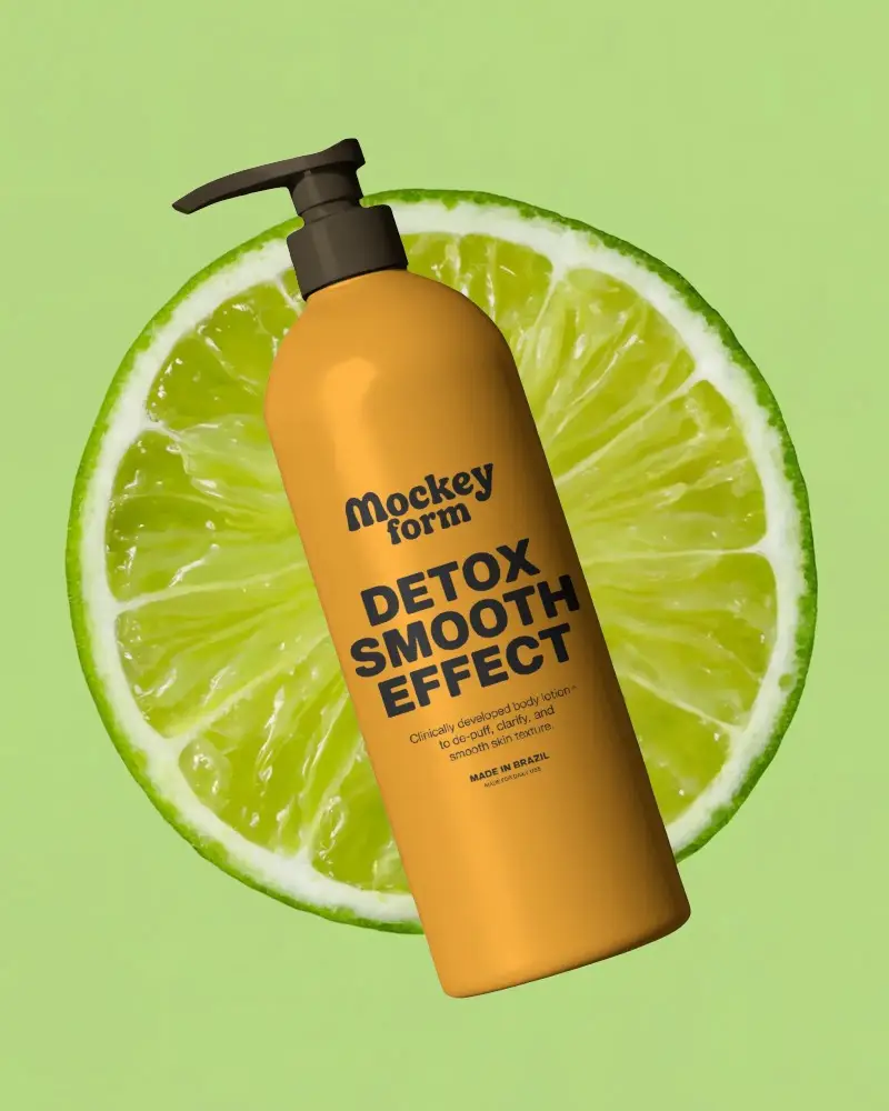 Luxury Moisturizer Lotion Pump Bottle Mockup With Organic Citrus Theme For Product Promo