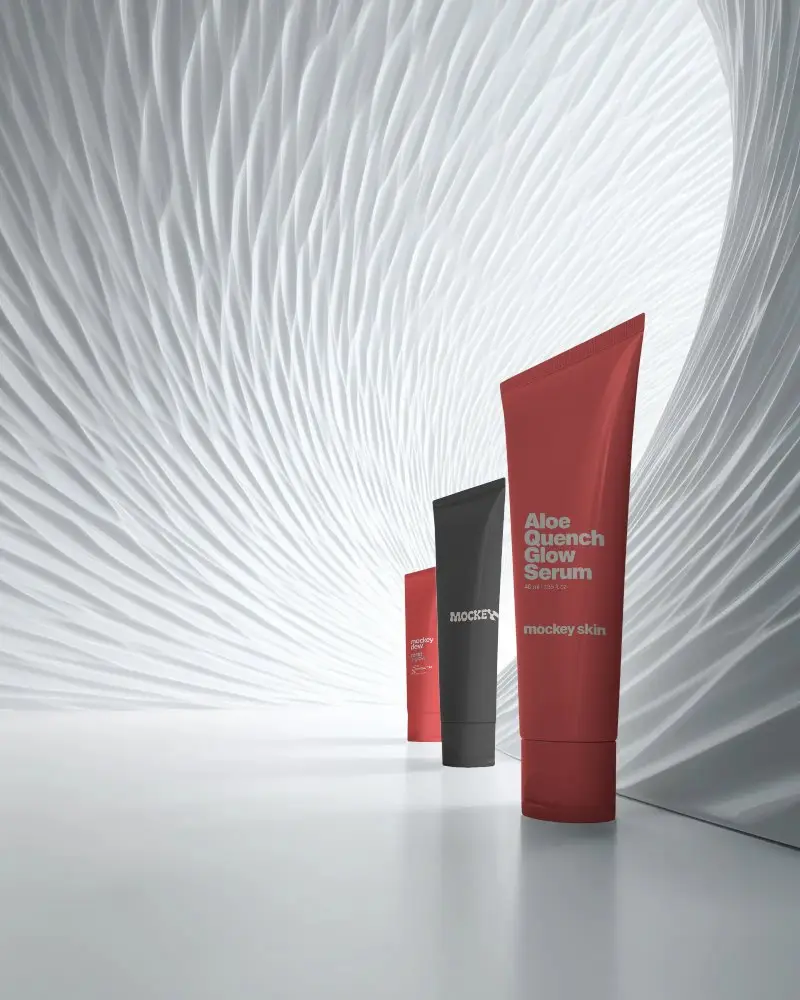 Luxury Cosmetic Packaging Mockup With Modern Minimalist Abstract Background Design For Brand