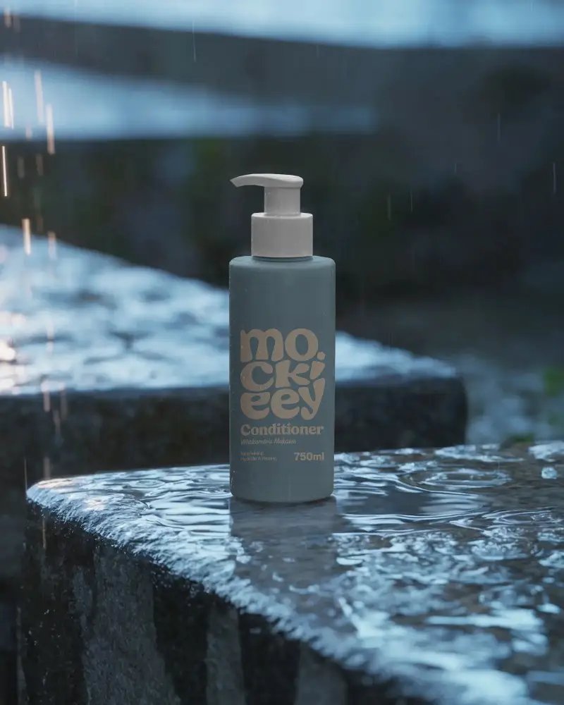 Premium Cosmetic Pump Bottle Mockup For Luxury Skincare Product Presentation Outdoor Rain