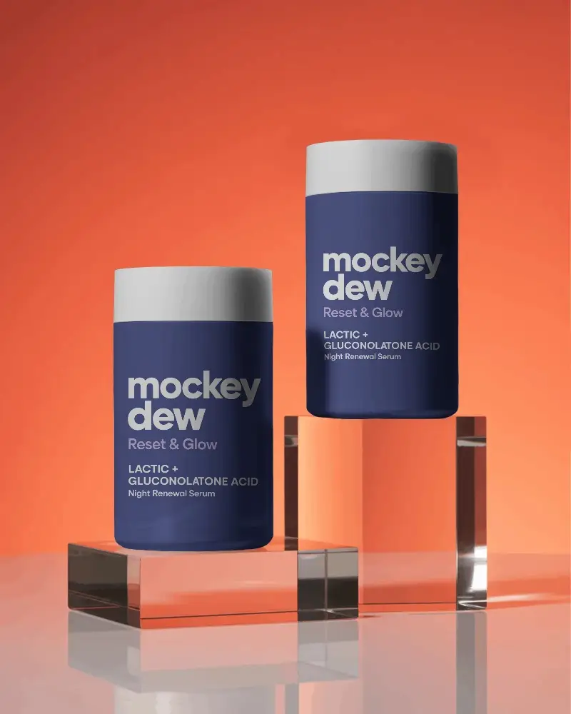 Sleek Minimalist Cosmetic Jar Mockup On Transparent Blocks For Branding Presentation