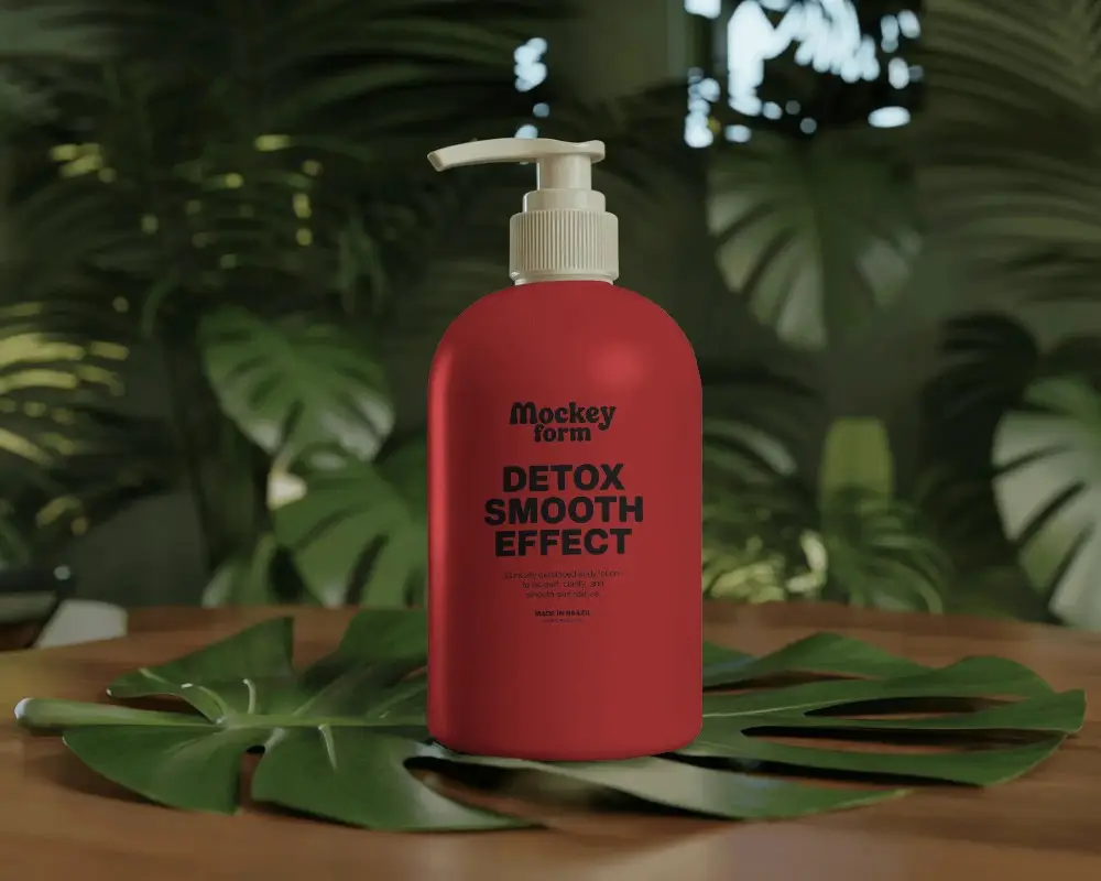 Minimalistic Cosmetic Pump Bottle Mockup For Organic Body Lotion Or Skincare Products