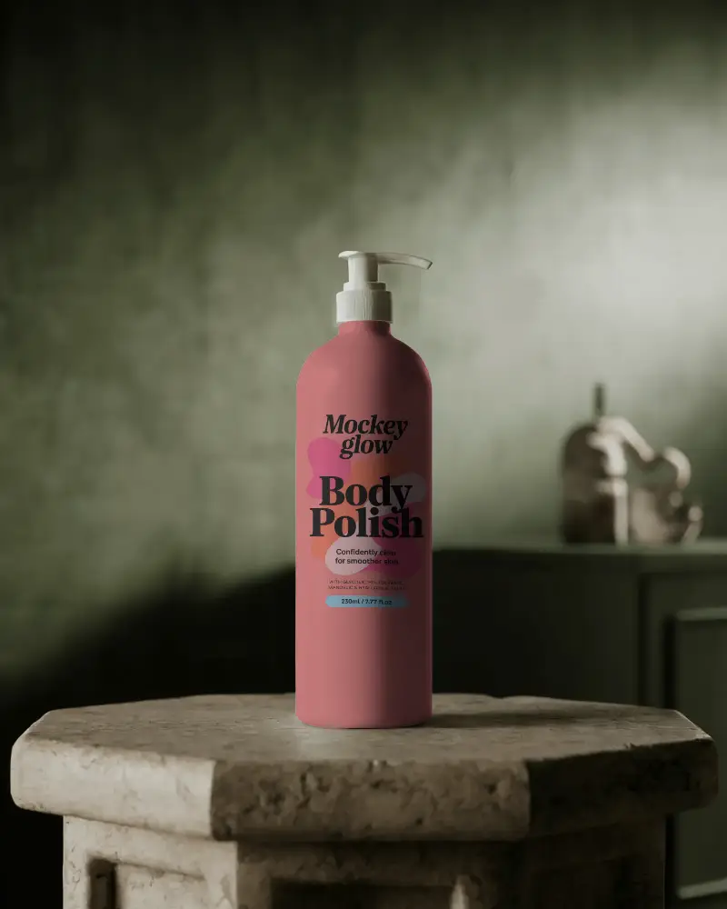 Elegant Minimalist Cosmetic Pump Bottle Mockup For Skincare Packaging Design