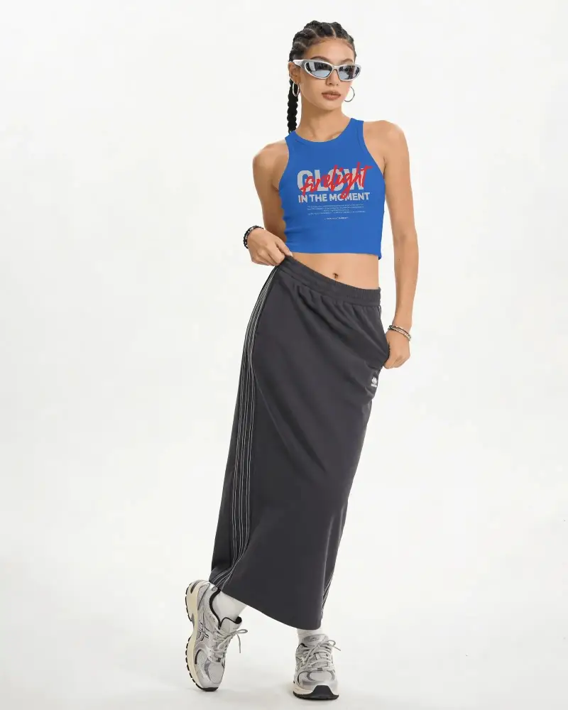 Trendy Ribbed Crop Top Mockup For Activewear Outfits And Casual Street Style Collections