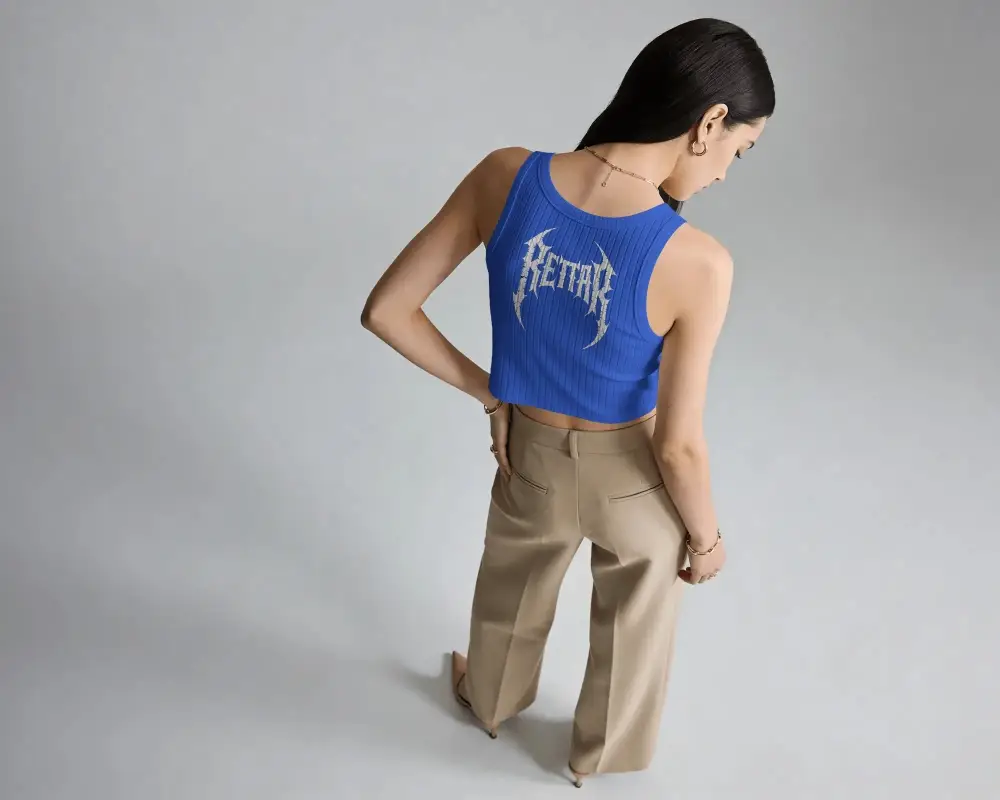 Stylish High Neck Ribbed Crop Top Mockup For Summer Fashionable Casual Wear Perfect For Everyday