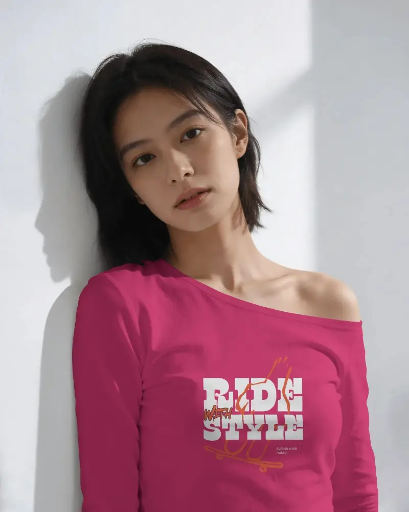 One Shoulder Crop Top Mockup With Natural Window Light Shadow On Wall Soft Aesthetic Look