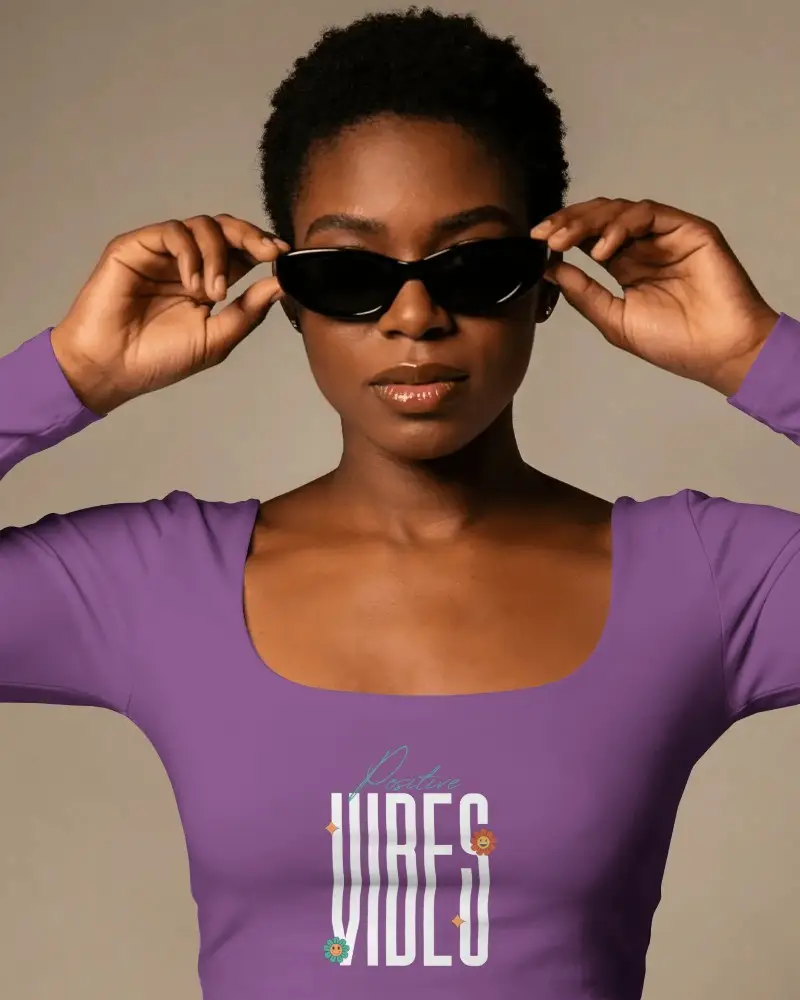 Square Neck Crop Top Mockup With Sunglasses Portrait Studio Light Bold Fashion