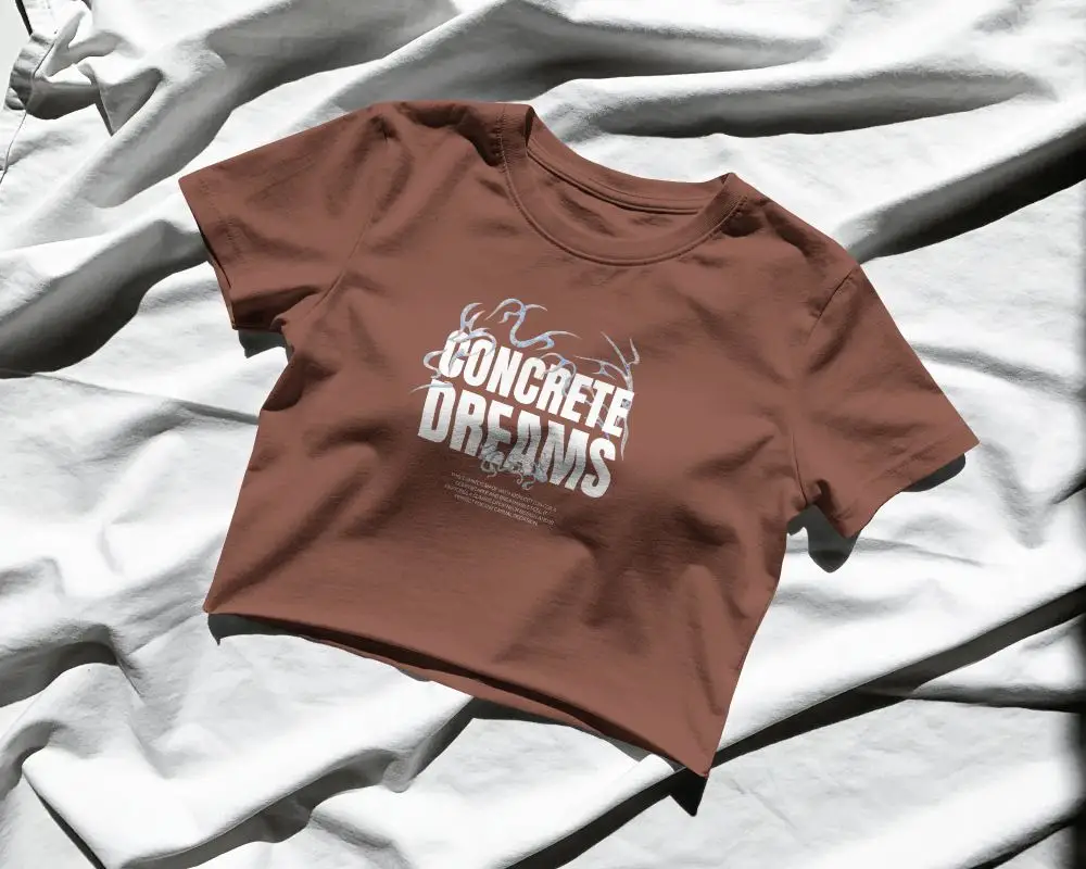 Wrinkled Crop Top Mockup On Fabric Bed With Strong Natural Light Shadow Aesthetic Look