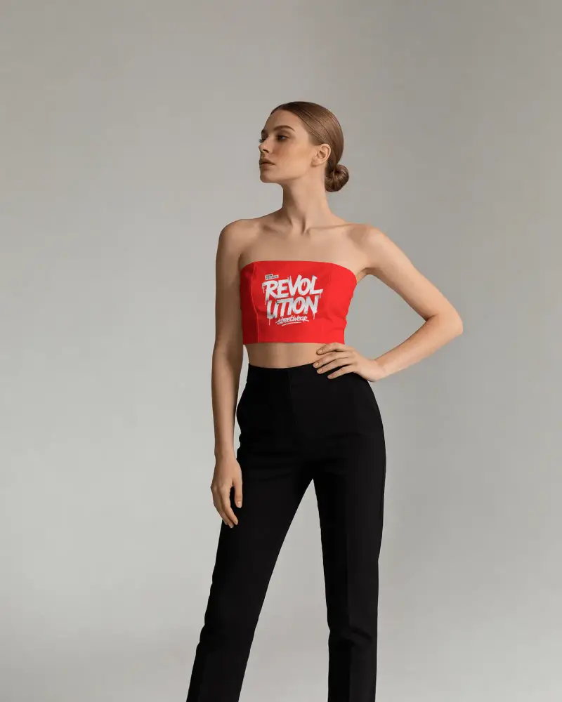 Sleek Sexy Crop Top Mockup Fashionable Stylish Womens Clothing Modern Minimalist Outfit Idea