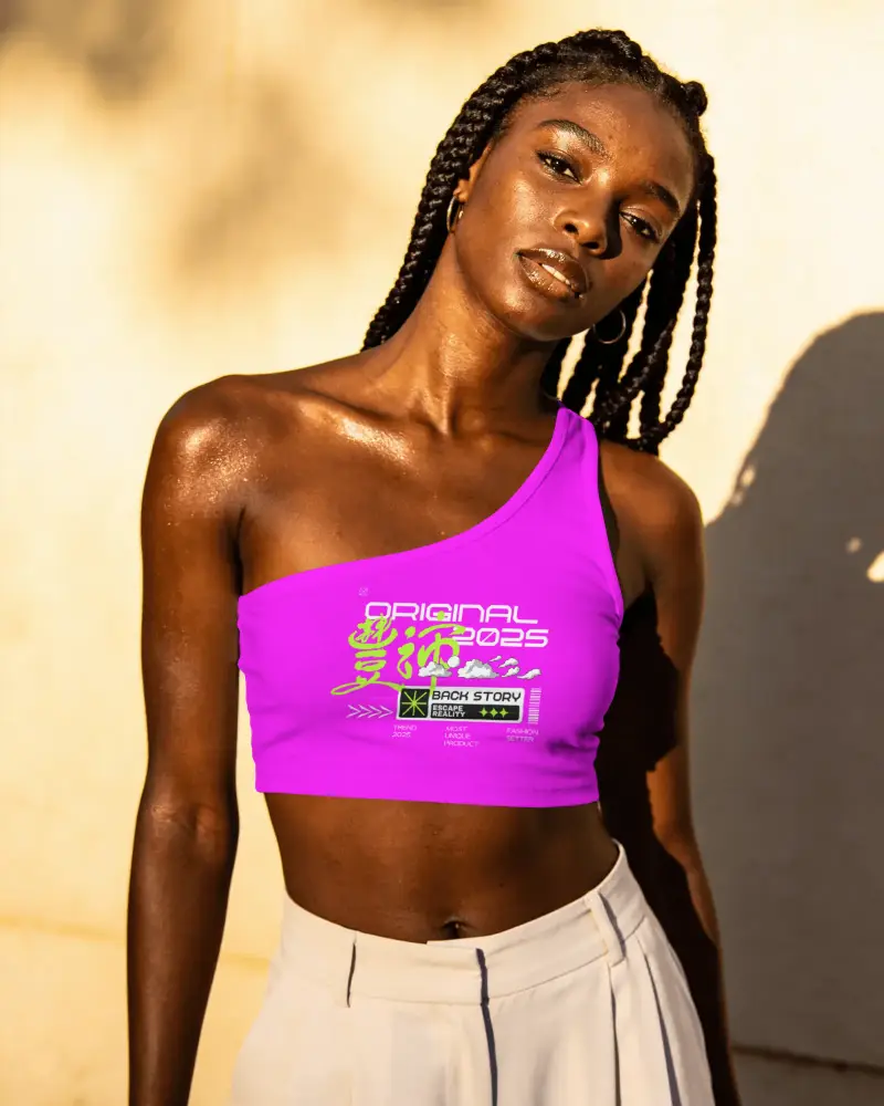 Casual Womens Crop Top Mockup With Unique One Shoulder Design For Daytime And Night Outfits