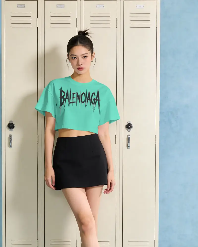 Trendy Crop Top Mockup For Women With Short Sleeves Perfect For Casual Summer And Street Style