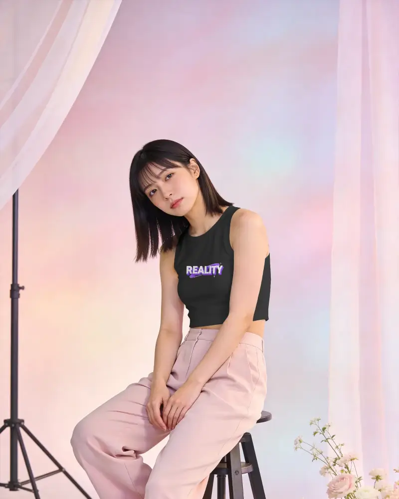 Trendy Crop Top Mockup Female Outfit Modern Minimalist Fashion Sleeveless Shirt Youth Style