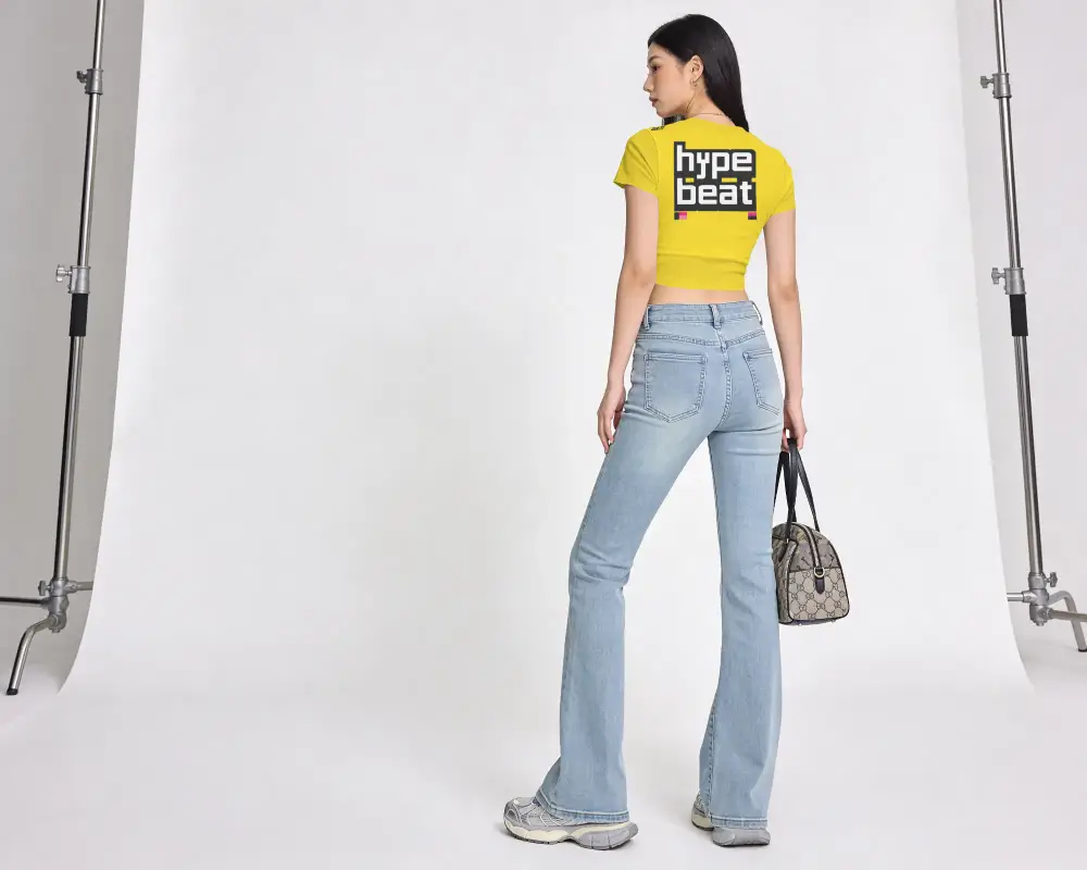 Trendy Womens Crop Top Mockup Fashion Street Style Mockup Back View High Quality Image