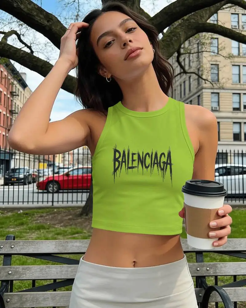 Casual Crop Top Mockup High Neck Sleeveless Stylish Fashionable Crop Top For Summer Wear