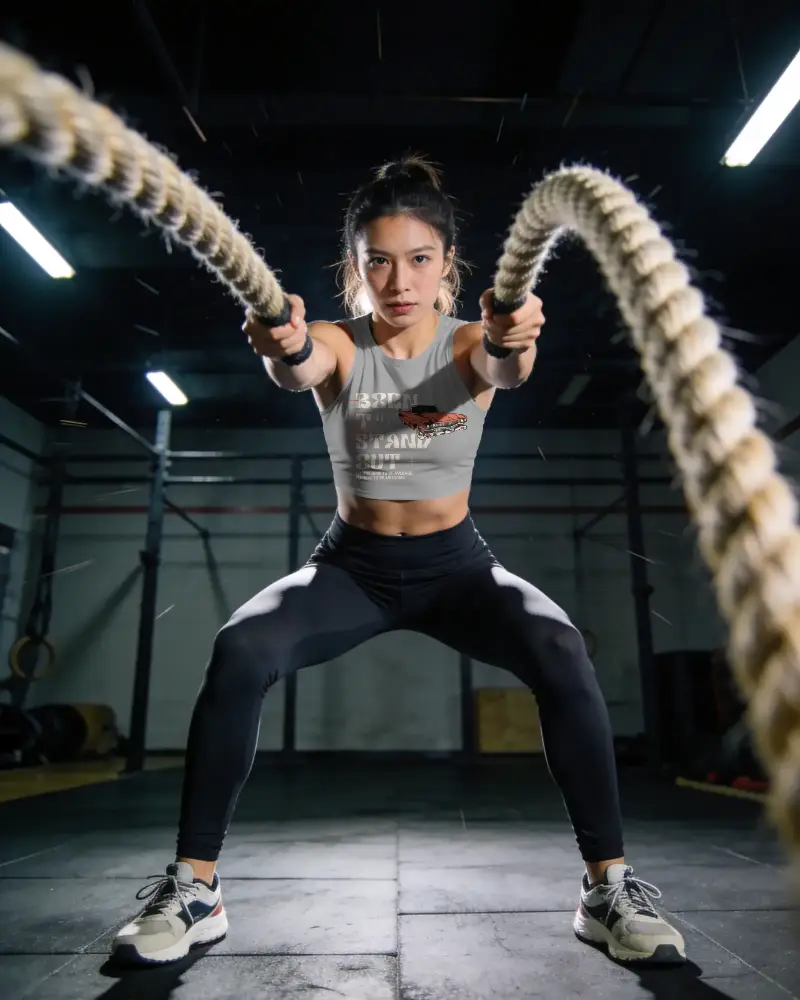 Womens Athletic Crop Top Mockup High Intensity Workouts And Performance Enhanced Fabric Feel