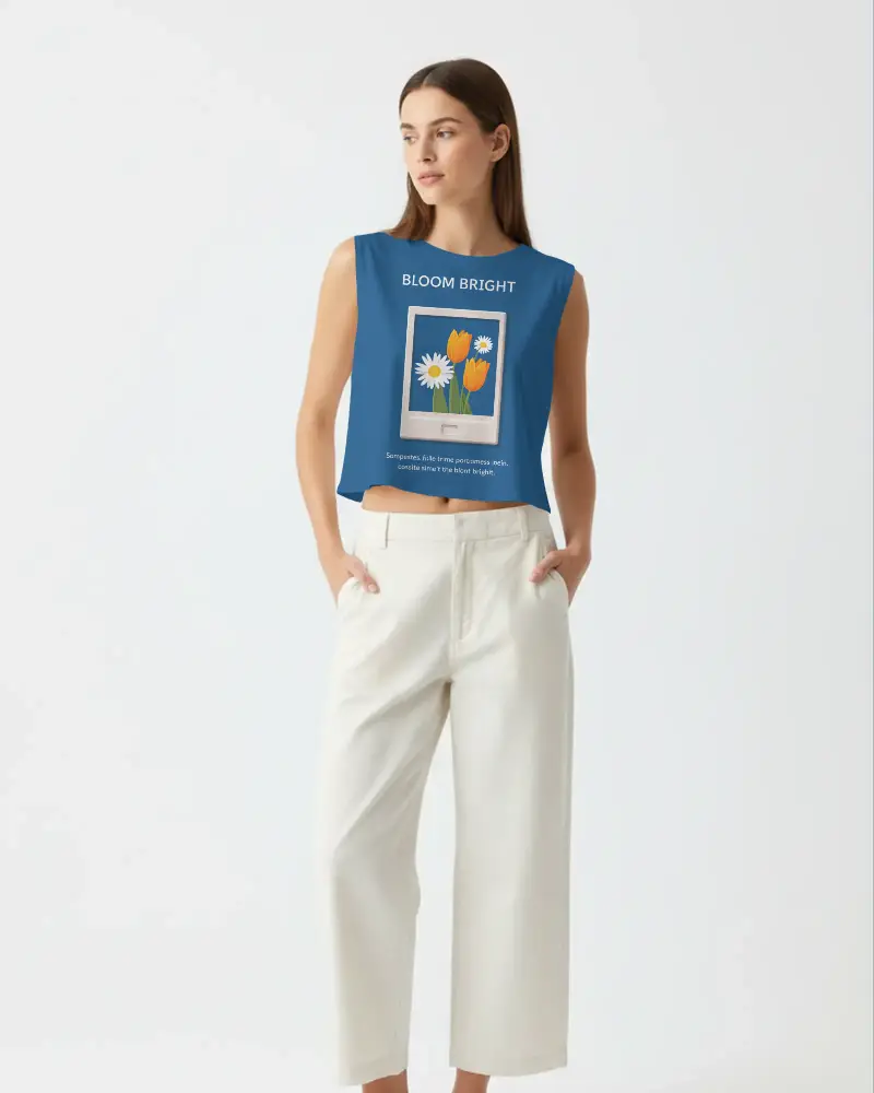 Womens Casual Crop Top Mockup For Stylish Summer Outfits And Everyday Wear