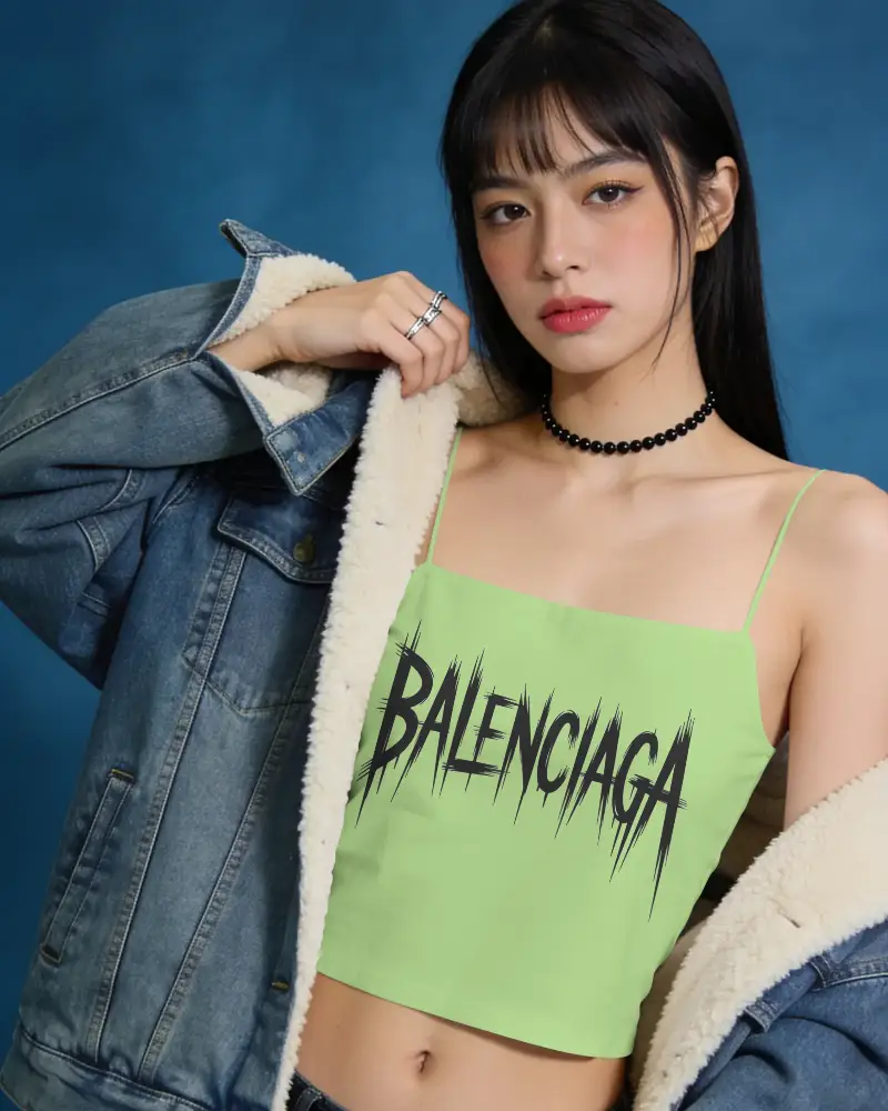 Stylish Thin Strap Crop Top Mockup For Women Perfect For Summer Casual Wear And Layering Outfits