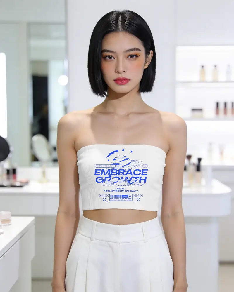 Trendy Ribbed Tube Crop Top Mockup Women Elegant Summer Style For Fashionable Seasonal Wear