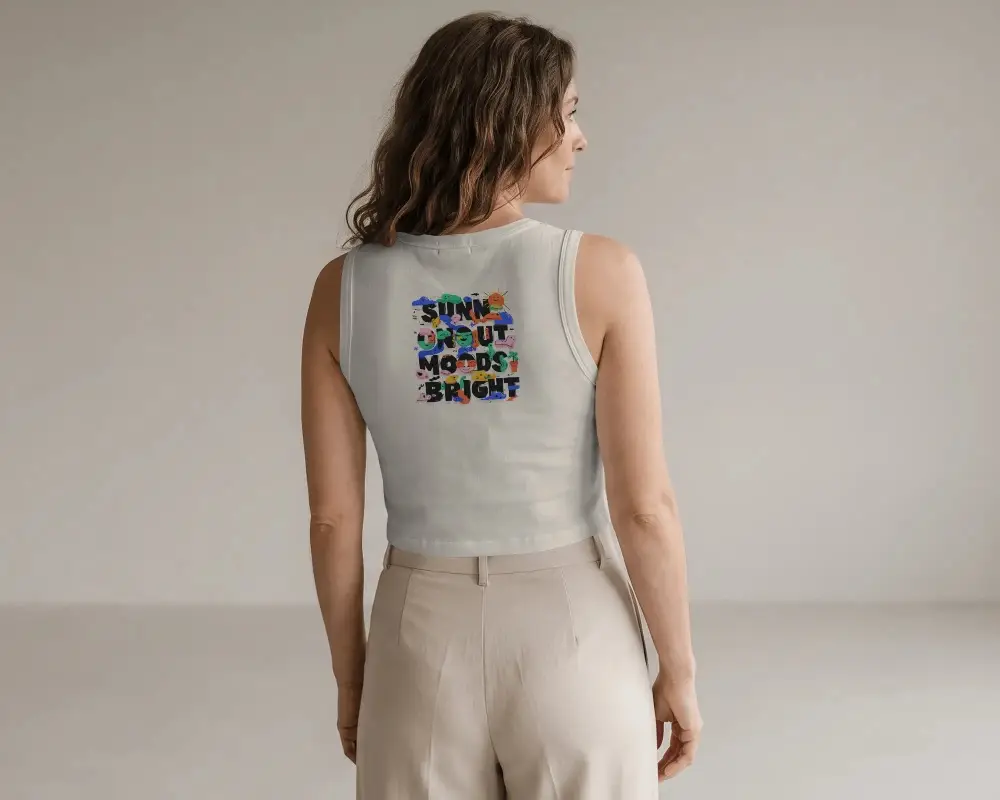 Trendy Back View Crop Top Mockup Perfect For Casual Wear Or Summer Outfits With High Waist