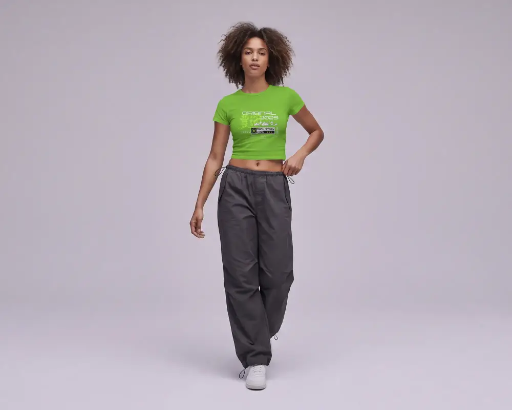 Female Fashion Crop Top Mockup Soft Fabric Breathable Design Youthful Streetwear