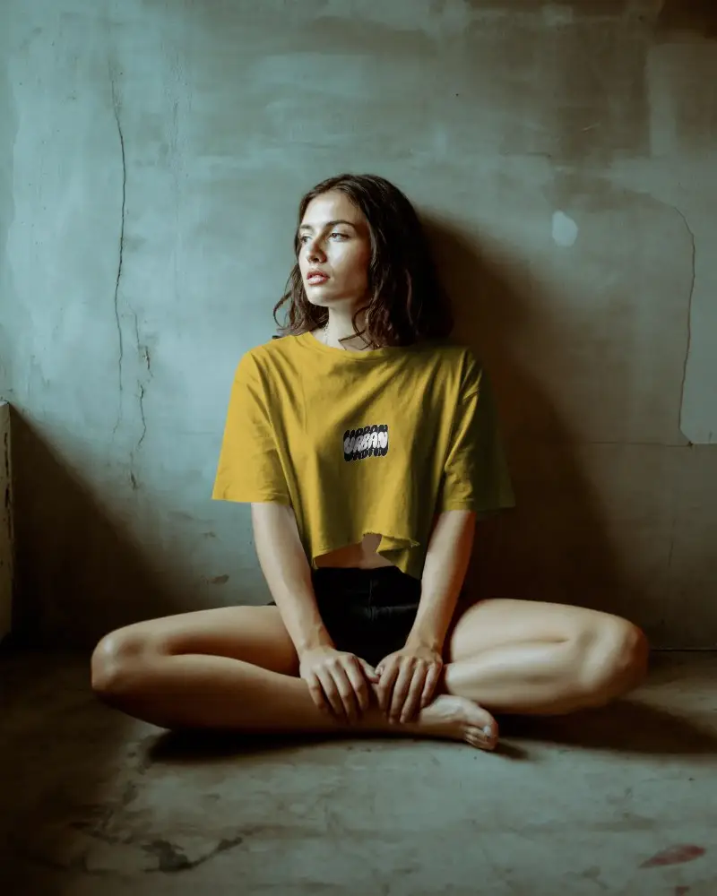 Trendy Womens Boxy Crop Top Mockup Showcasing Modern Streetwear And Youthful Vibes