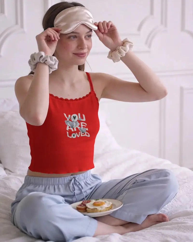 Comfortable Slim Fitting Crop Top Mockup With Thin Straps Ideal For Layering Or Warm Weather