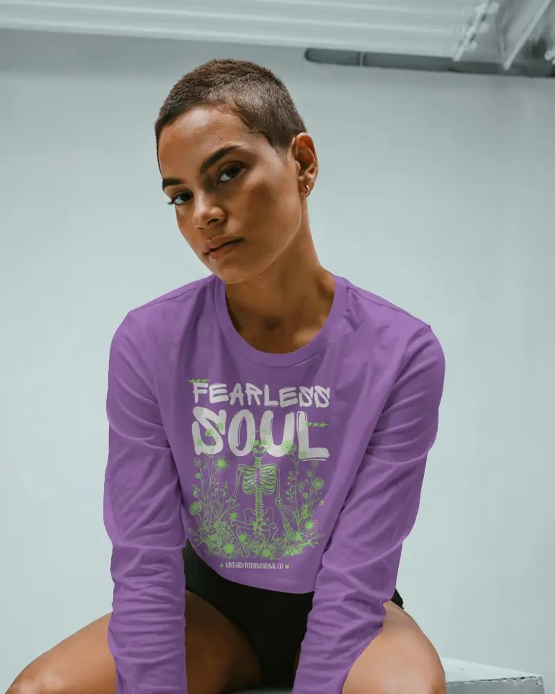 Modern Studio Crop Top Mockup Woman Sitting On Bench Clean Industrial Lighting