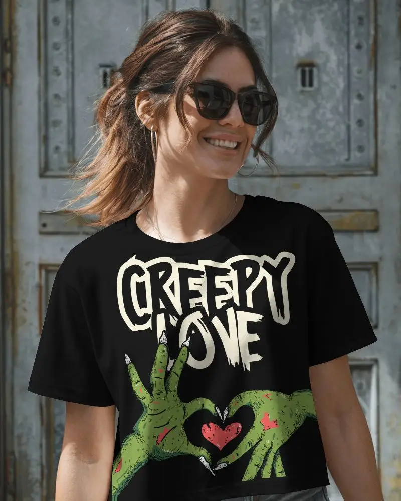 Urban Grunge Crop Top Mockup Closeup Of Female Model In White Tee And Hoop Earrings