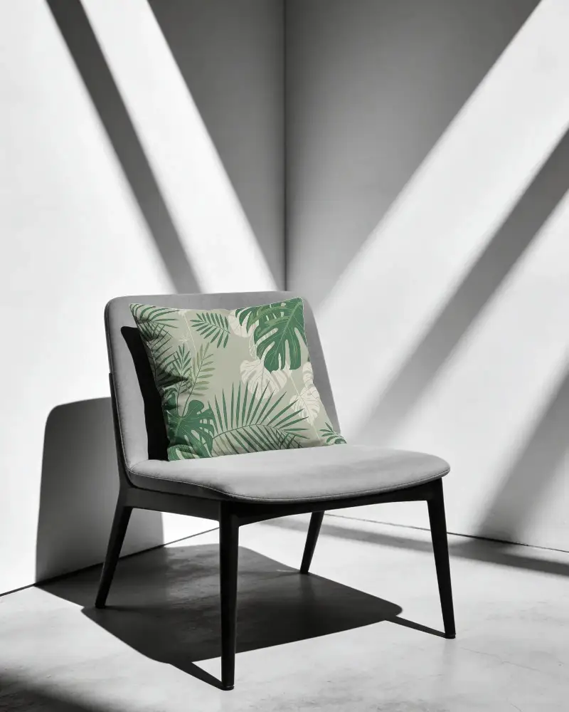 Modern Minimalist Cushion Mockup On Stylish Chair For Home Decor And Furniture Design Projects