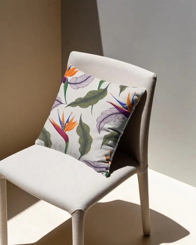 Cozy Square Cushion Mockup On Modern Chair Showcasing Luxury And Style In Interior Design