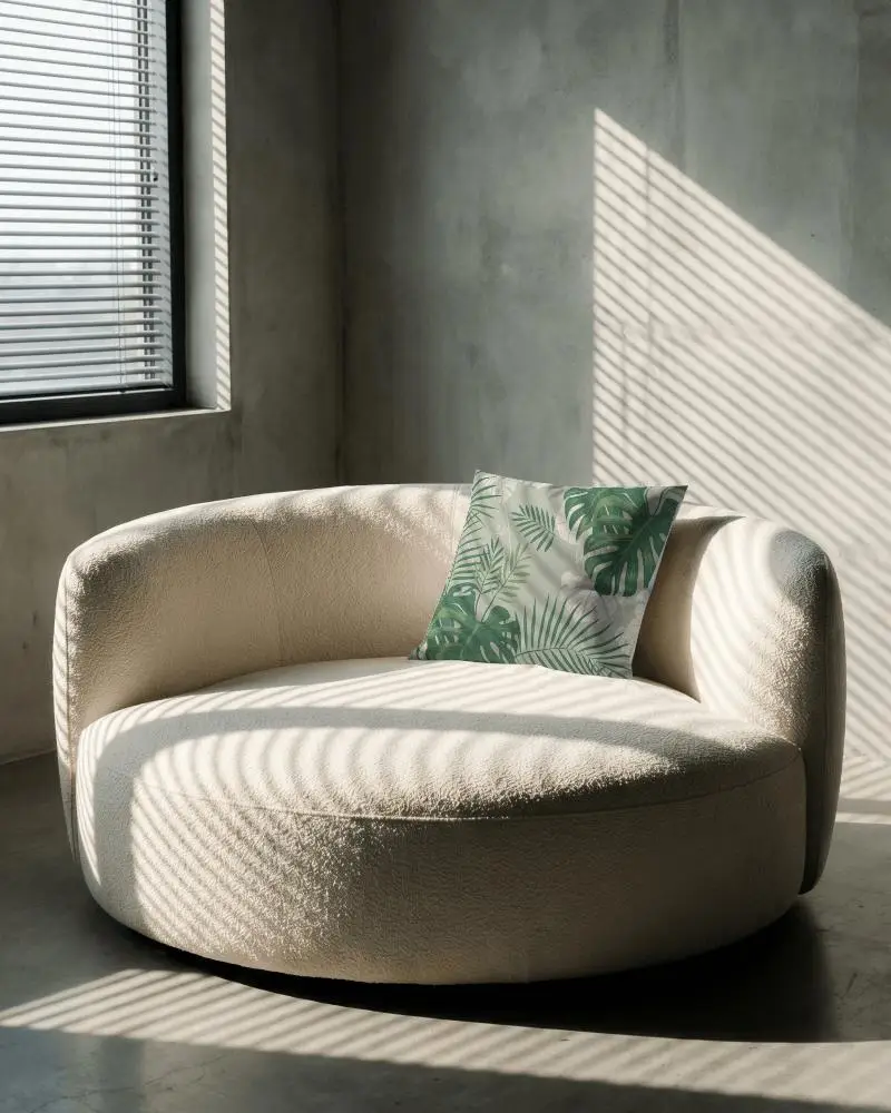 Modern Minimalist Round Sofa With Single Soft Cushion For Home Livingroom Decor