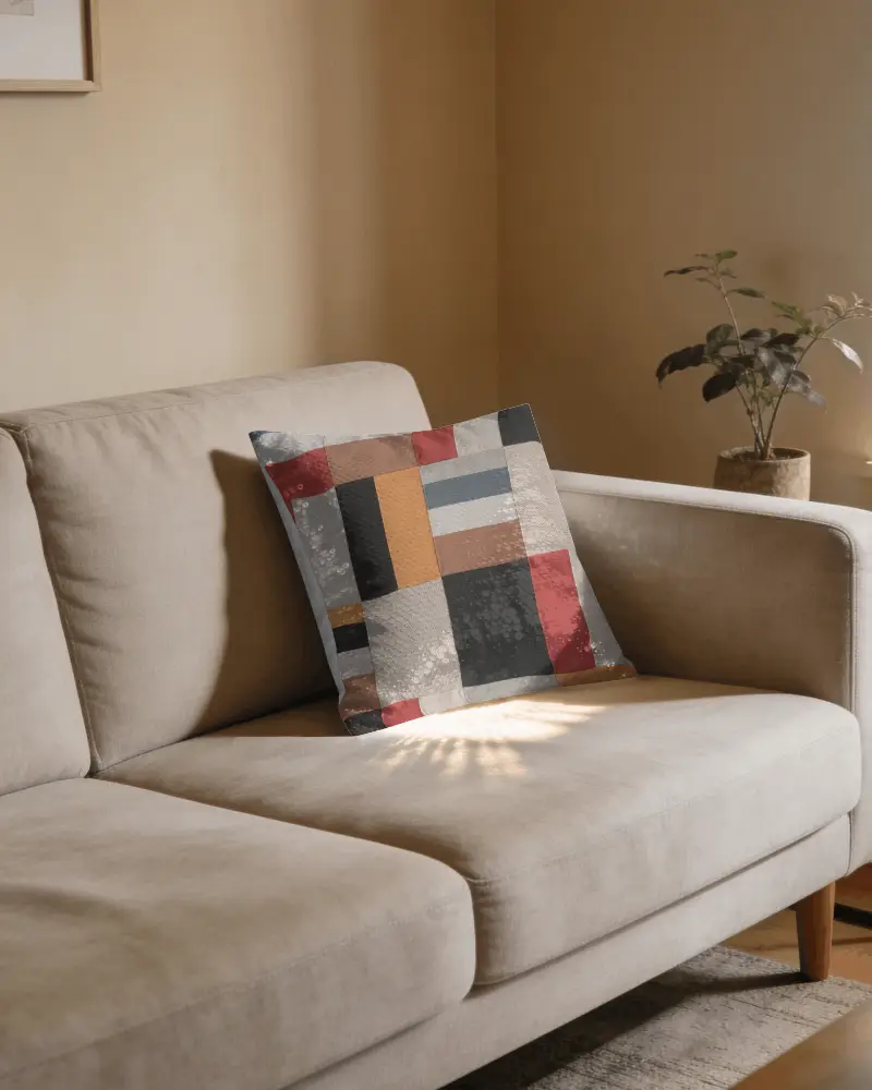 Elegant Shiny Sequin Decorative Cushion On Cozy Modern Living Room Sofa