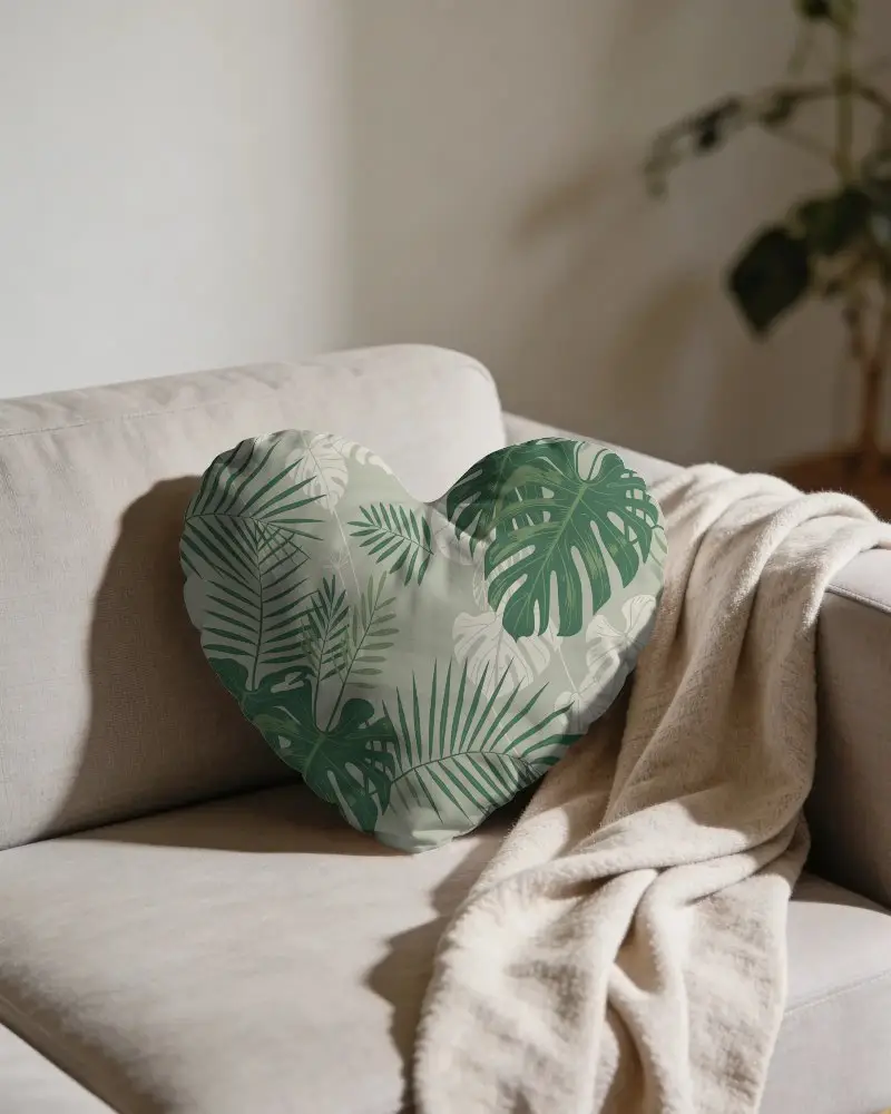 Elegant Heart Form Cushion Mockup For Valentines Day Or Romantic Interior Styling