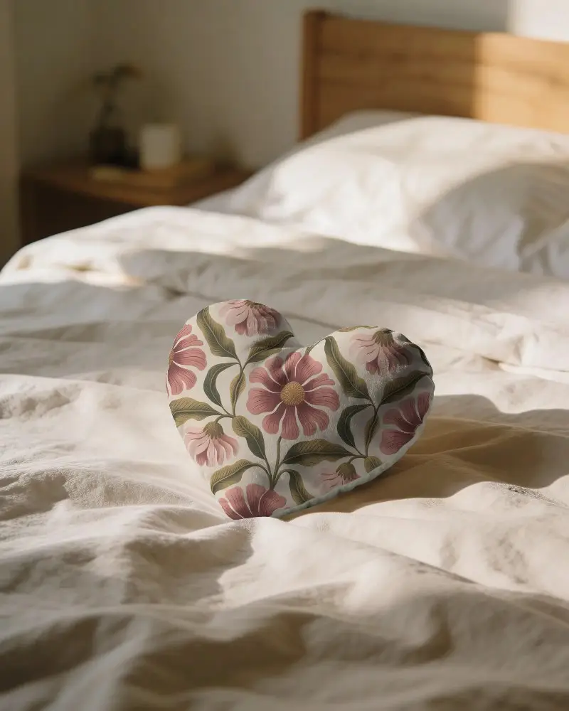 Stylish Heart Cushion Mockup For Comfortable Bedroom And Living Room Decor