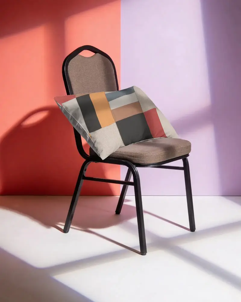 Cozy Decorative Cushion Mockup On Simple Modern Chair For Home Interior Styling