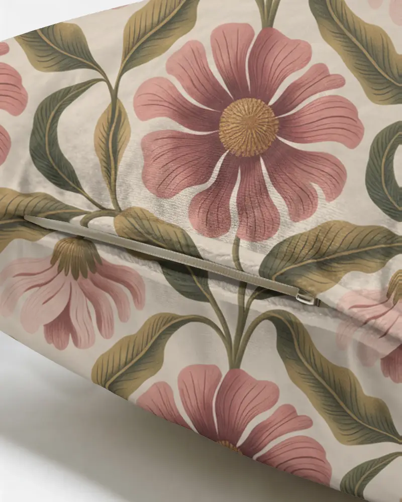 Velvet Cushion Mockup Cover With Hidden Zipper Closeup For Home Decor And Design