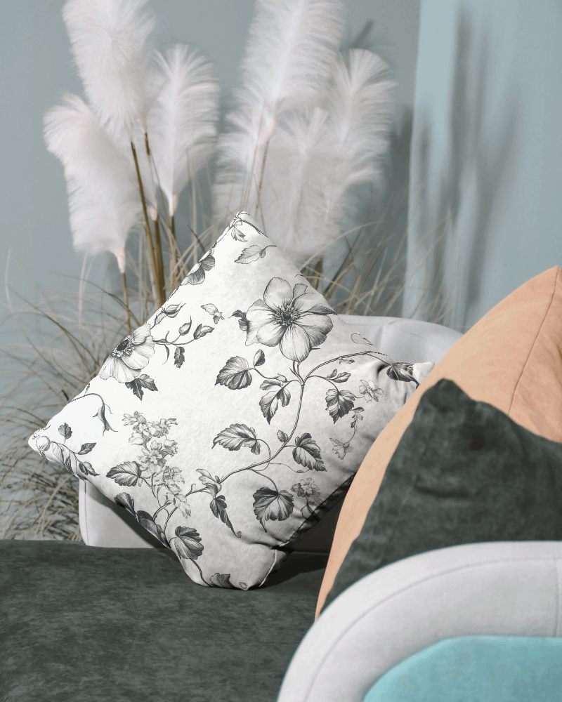 Minimal Cushion Mockup On Stylish Sofa