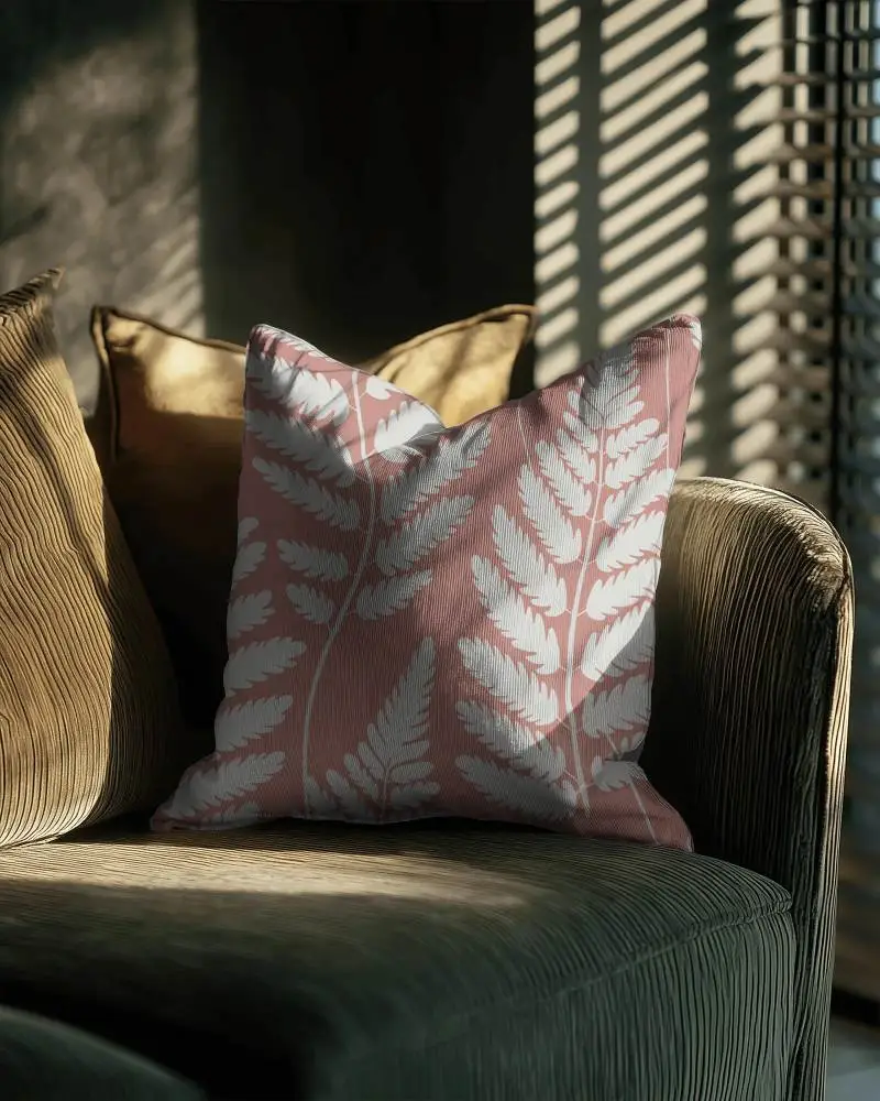 Elegant Cushion Mockup For Textile Design In Vibrant Light Shadow Play Interior