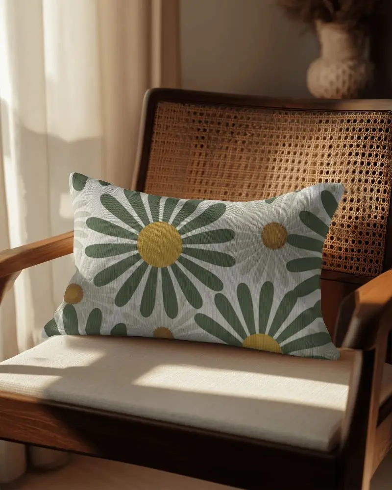 Elegant Spacious Cushion Mockup On Vintage Woven Back Chair Interior Design Props