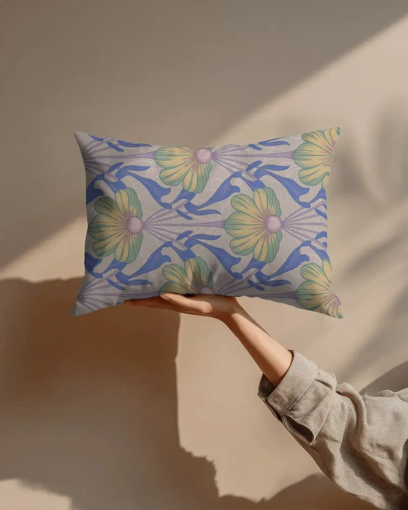 Realistic Hand Held Cushion Mockup For Modern Home Accessories And Lifestyle Products