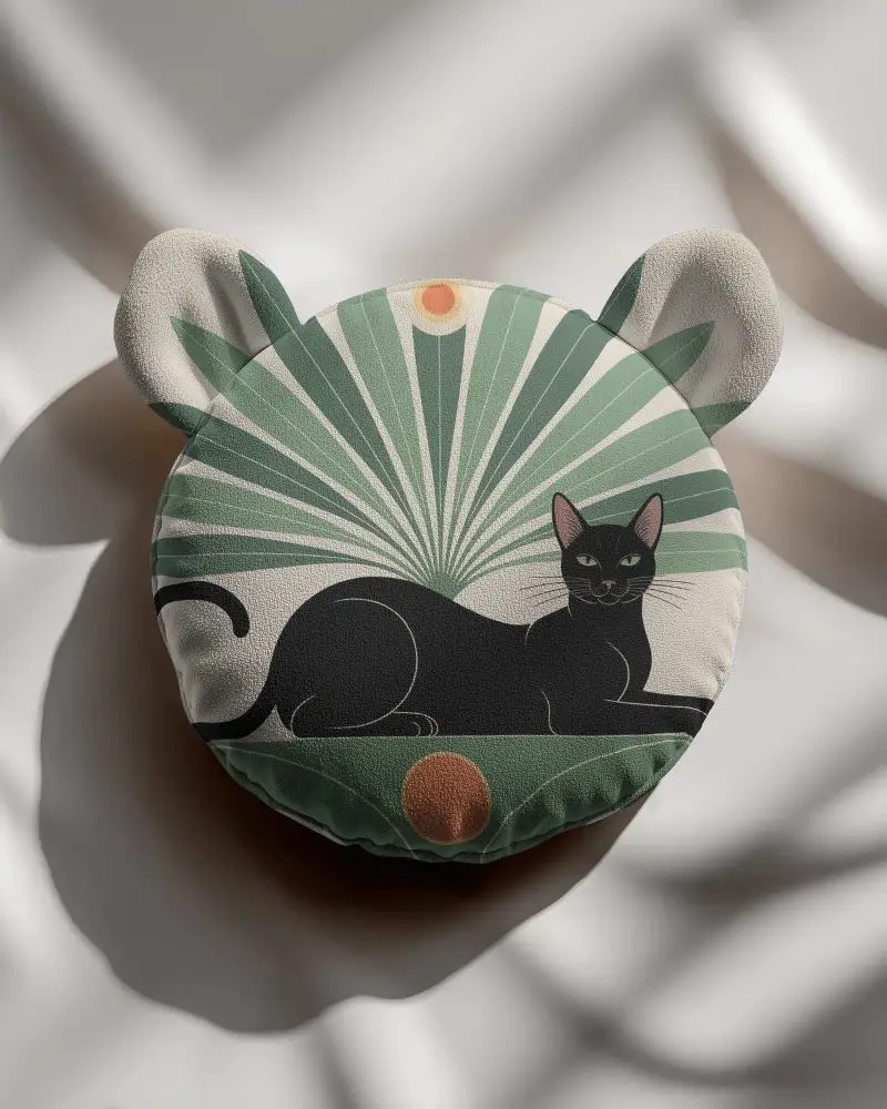 Round Bear Ear Cushion Mockup For Kids Room Decor Creative Soft Comfortable Design