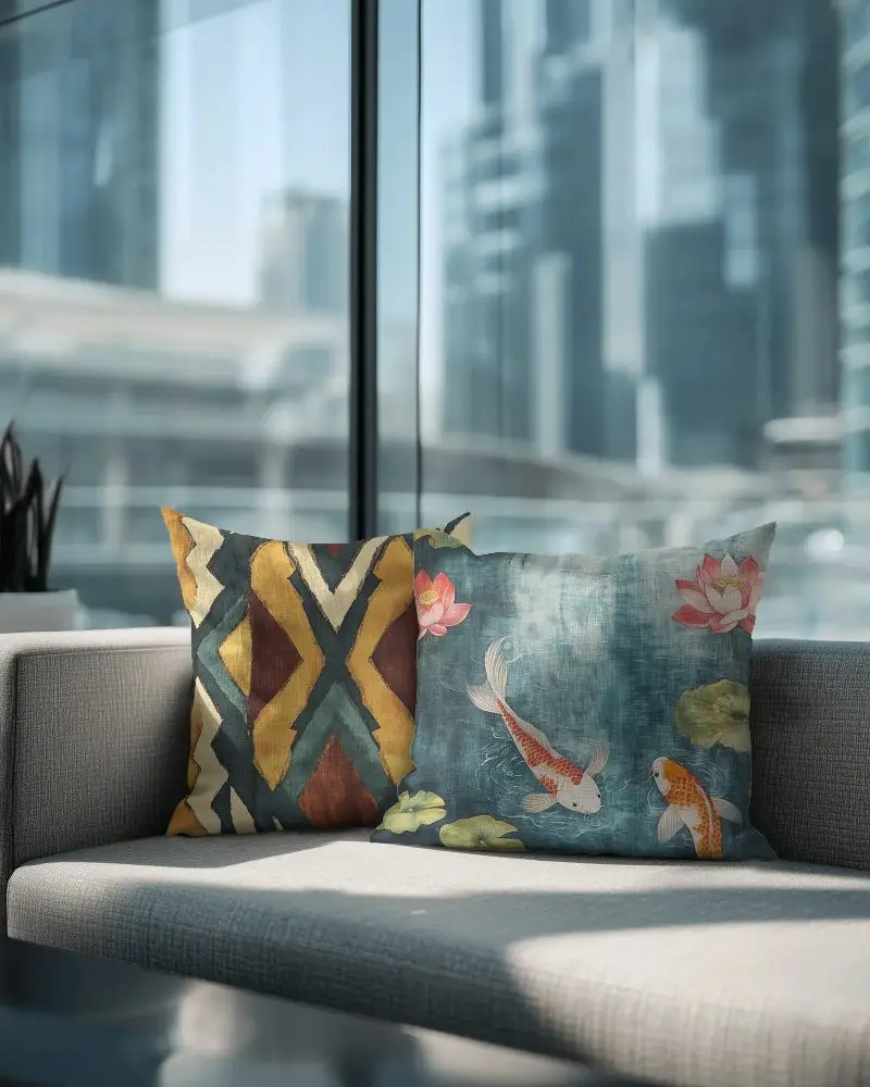 Premium Textured Sofa Cushion Mockup Luxury Living Room Decor Modern Interior Styling