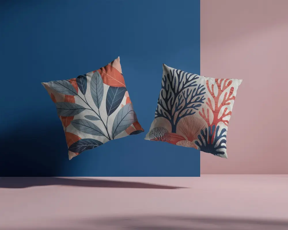 Detailed Interior Style Cushion Mockup Set Floating Ideal For Digital And Print Design Projects