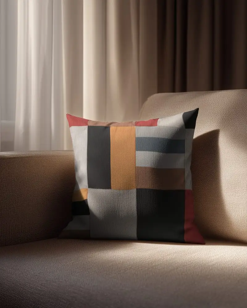 Realistic Cushion Mockup With Natural Light Shadow For Decor Showcase