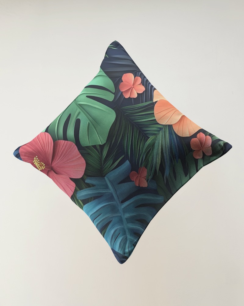 Floating Cushion Mockup Angled View Soft Shadowing On Minimal White Background Plush And Cozy Texture 015