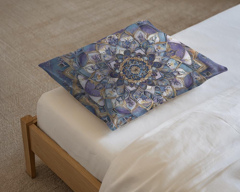 Cozy Bedroom Pillow Mockup On Wooden Bed With Soft White Bedding Natural Lighting And Warm Ambience 017