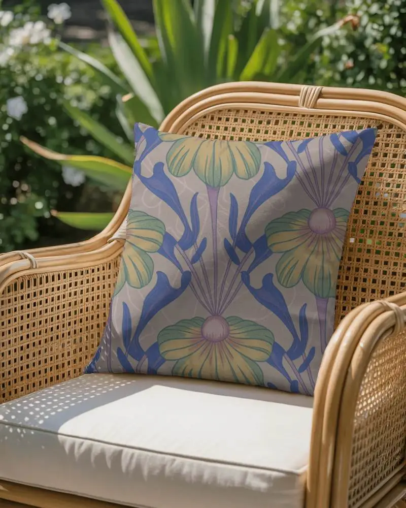 Comfortable Outdoor Cushion Mockup On Rattan Chair For Home Decor And Cozy Seating Design