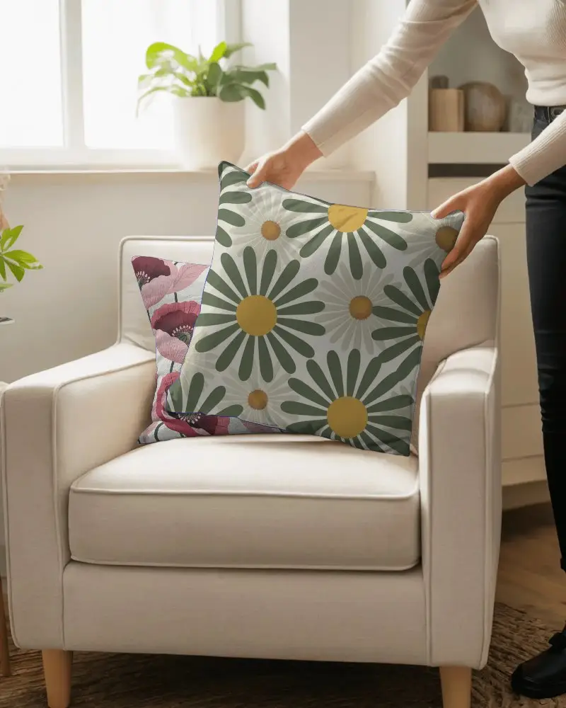 Luxury Home Cushion Mockup For Cozy Modern Living Room Interior Design Pillow