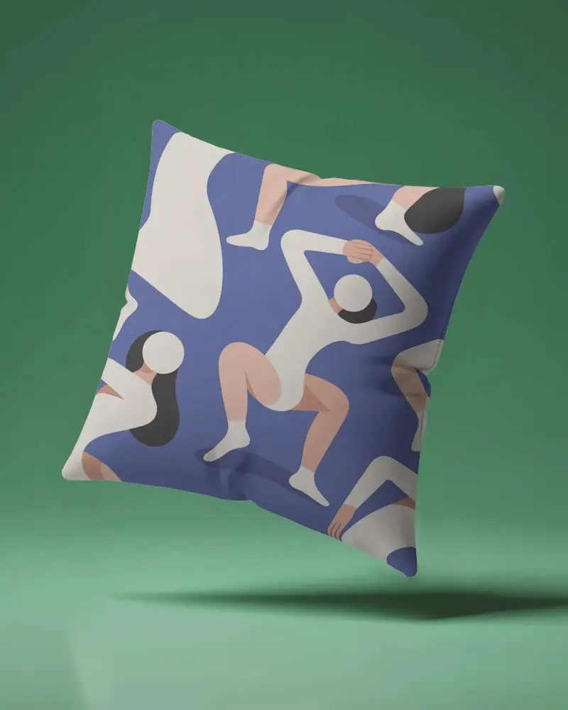 Premium Soft Cushion Mockup Floating On Solid Background For Design Presentation Use