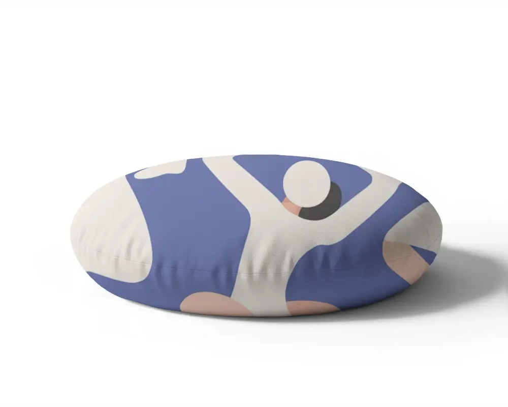 Round Floor Cushion Mockup Comfortable Soft Plush Living Room Accessory Home Decor